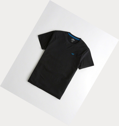 Black Blue Men's Hollister Must-Have Crewneck Short Sleeve | UK-647XETR