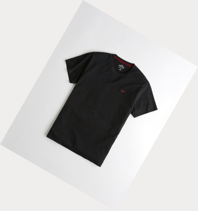 Black Red Men's Hollister Must-Have Crewneck Short Sleeve | UK-871PRWB