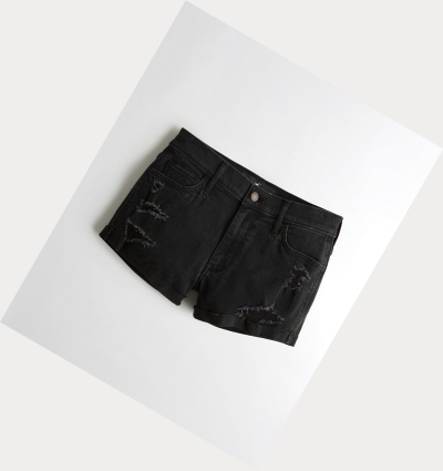 Black Women's Hollister Advanced Stretch Mid-Rise Denim Shorts | UK-105DHAW