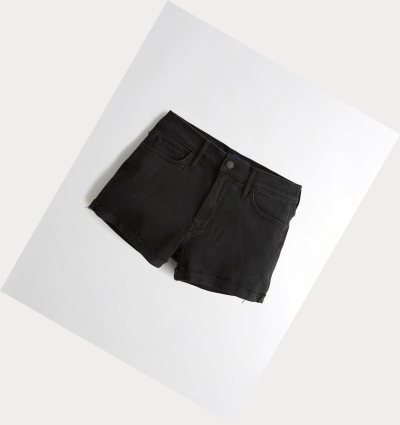 Black Women's Hollister Advanced Stretch High-Rise Denim Shorts | UK-490HXEP