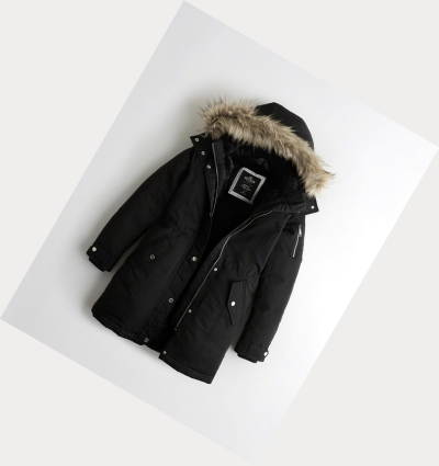 Black Women's Hollister Cozy-Lined Down Parka Jackets | UK-367VITX