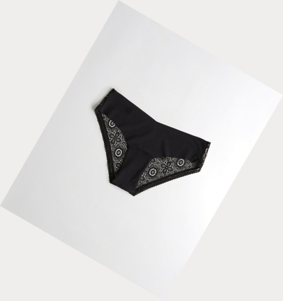 Black Women's Hollister Gilly Hicks No-Show Lace-Back Cheeky Underwear | UK-053BIEQ