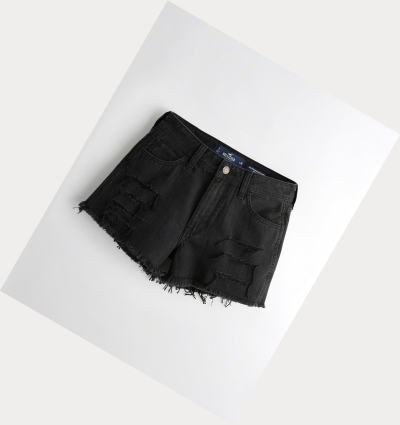 Black Women's Hollister High-Rise Denim Boyfriend Shorts | UK-714BQKW