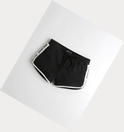 Black Women's Hollister High-Rise Fleece Curved Hem Shorts | UK-427QCLN