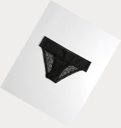 Black Women's Hollister Lace Cheeky Underwear | UK-793WAMC