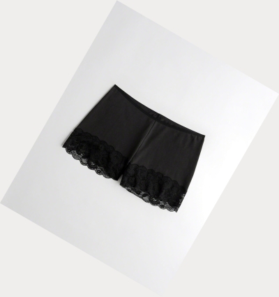 Black Women's Hollister Lace-Trim Layering Shorts Underwear | UK-085YTDA