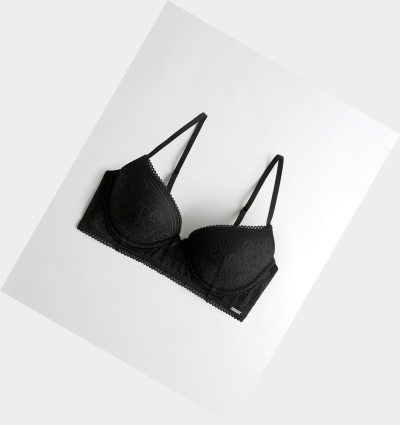 Black Women's Hollister Longline Lightly Lined Demi Bras | UK-238QDOX