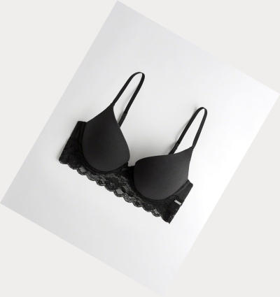 Black Women's Hollister Longline Push-Up Demi Bras | UK-608DGRT