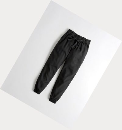 Black Women's Hollister Paper-Bag High-Rise Twill Pants | UK-257PEJW