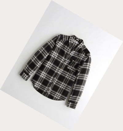 Black Women's Hollister Plaid Long Sleeve | UK-820WUHP