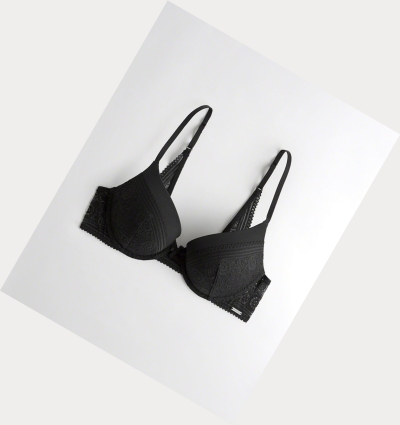 Black Women's Hollister Push-Up Demi Bras | UK-730BXVZ