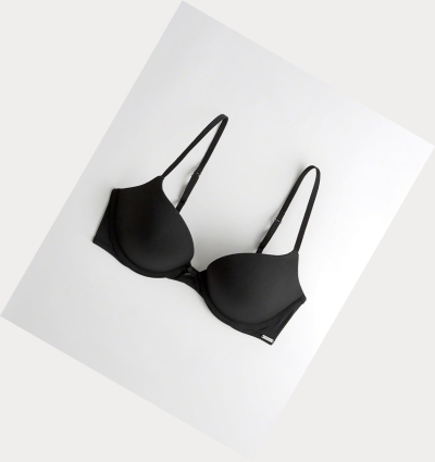 Black Women's Hollister Push-Up Plunge Bras | UK-298IJEY