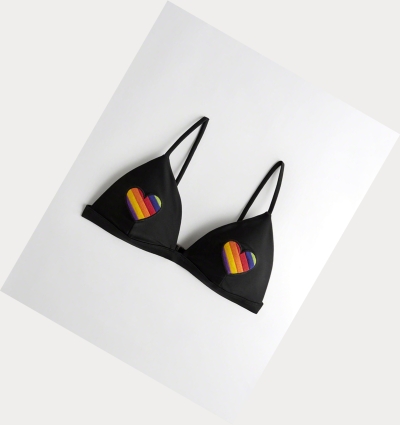 Black Women's Hollister Rainbow Patch Triangle Bikini Tops | UK-586ZHCI