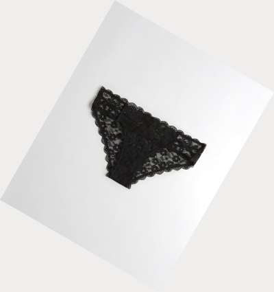 Black Women's Hollister Strappy Lace Cheeky Underwear | UK-978PCAN