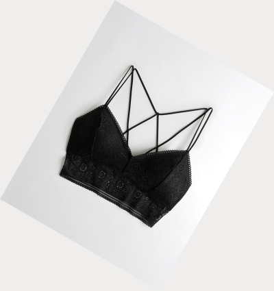 Black Women's Hollister Strappy Longline With Removable Pads Bras | UK-802CPYW