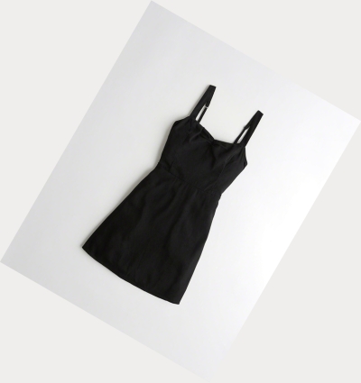 Black Women's Hollister Tie-Back A-Line Dress | UK-240MPBJ