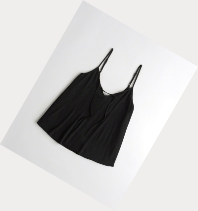 Black Women's Hollister Tie-Front Tanks | UK-058JOPT