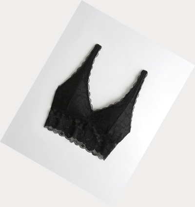 Black Women's Hollister Ultra Longline Triangle With Removable Pads Bras | UK-178KMDC