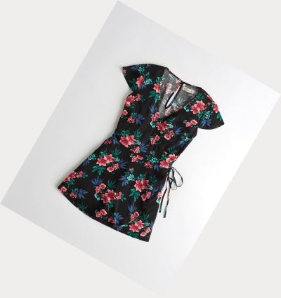 Black Women's Hollister Wrap-Front Rompers | UK-130EJSL