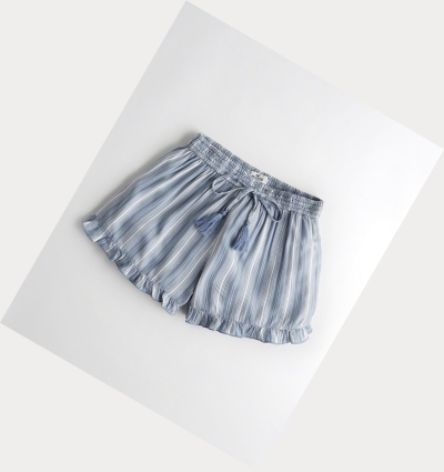 Blue Stripes Women's Hollister Ruffle Hem Shorts | UK-201PCXF