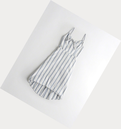 Blue Stripes Women's Hollister Tie-Front Midi Dress | UK-426ZVHG