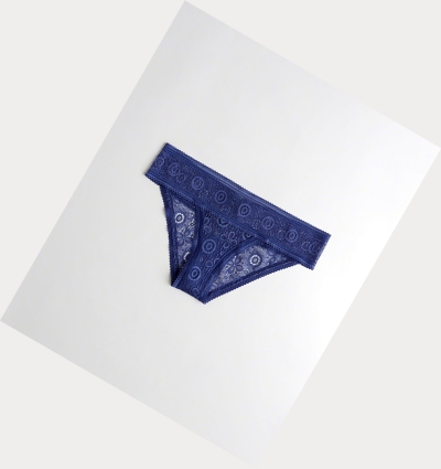 Blue Women's Hollister Lace Cheeky Underwear | UK-158DPAF