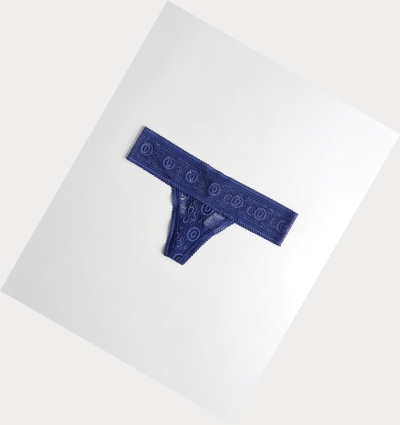 Blue Women's Hollister Lace Thong Underwear | UK-852USPX