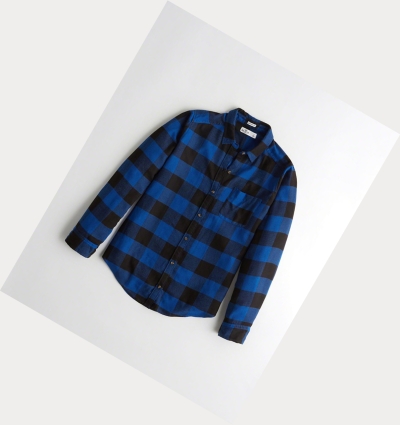 Blue Women's Hollister Plaid Long Sleeve | UK-281GNRU