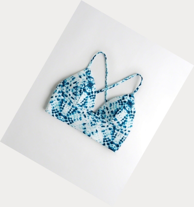 Blue Women's Hollister Strappy Longline Triangle Bikini Tops | UK-396ABJO