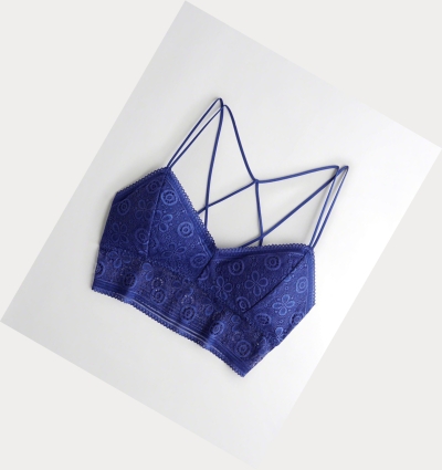 Blue Women's Hollister Strappy Longline With Removable Pads Bras | UK-912QXSO