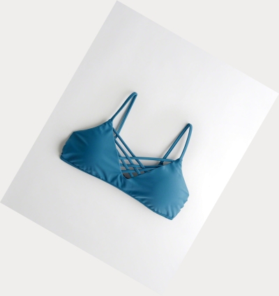 Blue Women's Hollister Strappy Scoop Bikini Tops | UK-541FQHD