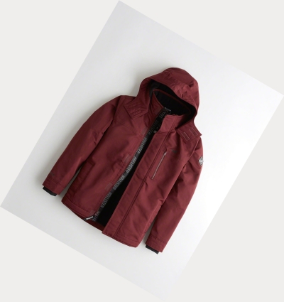 Burgundy Men's Hollister Fleece-Lined Jackets | UK-782YMJG