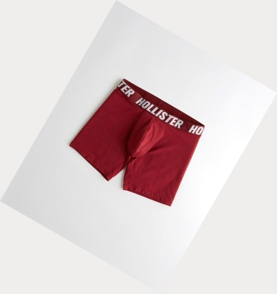 Burgundy Men's Hollister Longer-Length Trunk Underwear | UK-218OQGJ