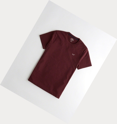 Burgundy Men's Hollister Must-Have Crewneck Short Sleeve | UK-571KYWQ