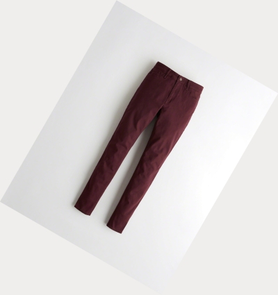 Burgundy Women's Hollister Classic Stretch High-Rise Super Skinny Jeans | UK-136CAMI