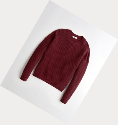 Burgundy Women's Hollister Crewneck Sweaters | UK-039ARSQ