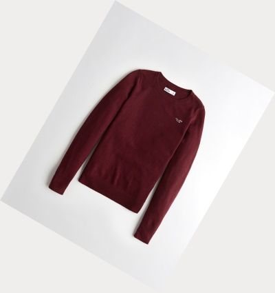 Burgundy Women's Hollister Crewneck Sweaters | UK-316OSYE