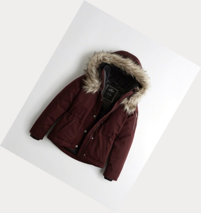 Burgundy Women's Hollister Down Jackets | UK-796SOVB