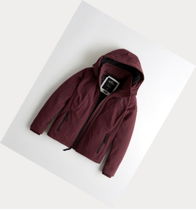 Burgundy Women's Hollister Fleece-Lined Jackets | UK-950MCAU