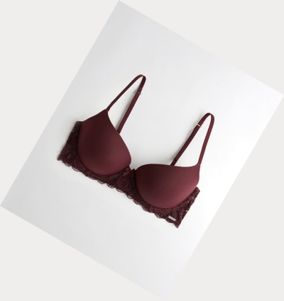 Burgundy Women's Hollister Lightly Lined Demi Bras | UK-215NTCK