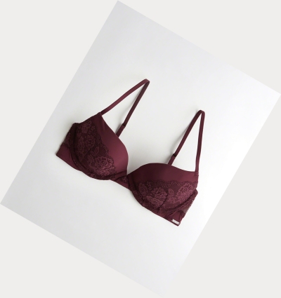 Burgundy Women's Hollister Lightly Lined Plunge Bras | UK-546NIGB