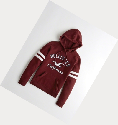 Burgundy Women's Hollister Logo Graphic Hoodie | UK-853FBWU