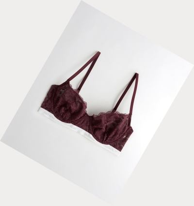 Burgundy Women's Hollister Logo Unlined Balconette Bras | UK-685TXNI