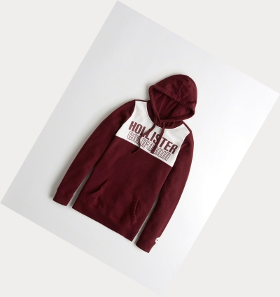 Burgundy Women's Hollister Oversized Colorblock Hoodie | UK-279KTEZ