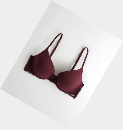 Burgundy Women's Hollister Push-Up Demi Bras | UK-453OGQH