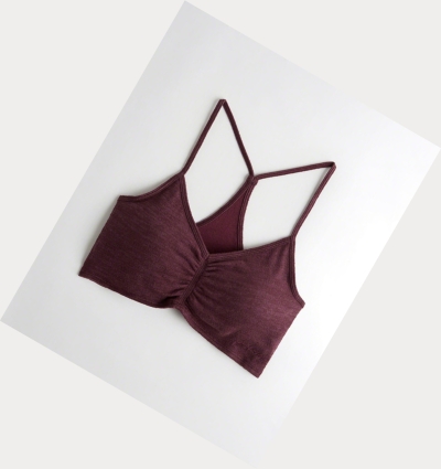 Burgundy Women's Hollister Scoop Longline With Removable Pads Bras | UK-572LBIC