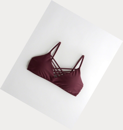 Burgundy Women's Hollister Strappy Scoop Bikini Tops | UK-158MVCY