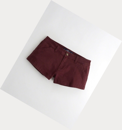 Burgundy Women's Hollister Stretch Low-Rise Twill Chino Shorts | UK-762AKMO