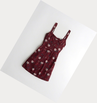 Burgundy Women's Hollister Tie-Back A-Line Dress | UK-972OGZF