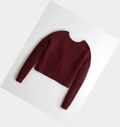 Burgundy Women's Hollister Twist-Back Sweaters | UK-347VWNF